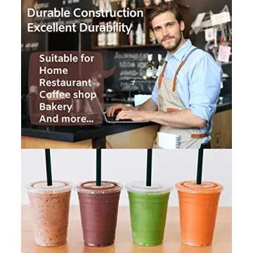 [50 SETS] 16 oz Clear Plastic Cups with Lids and STRAWS, Disposable Drinking Cups for Cold Drinks, Iced Coffee, Milkshakes, Smoothies