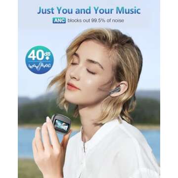 T21 Wireless Earbuds: Touchscreen Control, 40H Playtime, and ANC in Black