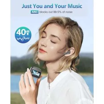 T21 Wireless Earbuds: Touchscreen Control, 40H Playtime, and ANC in Black