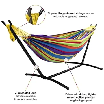 SZHLUX Double Hammock with Stand - 450lb Capacity, Portable Comfort
