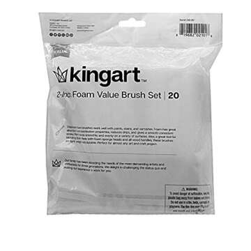 KINGART 242-20 Foam 20 Pc. Value Pack 2" Brush Set, Short Wood Handle, for Oil, Acrylic & Watercolor Paint, Great for Crafts, DIY Home Projects, Hobbies & Group Activities
