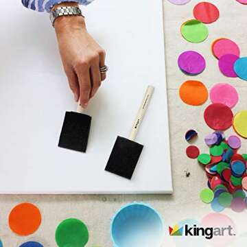 KINGART 242-20 Foam 20 Pc. Value Pack 2" Brush Set, Short Wood Handle, for Oil, Acrylic & Watercolor Paint, Great for Crafts, DIY Home Projects, Hobbies & Group Activities