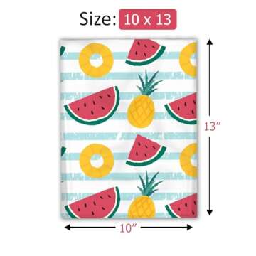 10x13 (100) Pineapple and Watermelon Designer Poly Mailers Waterproof Self Sealing Tear Resistant Polymailers Shipping Envelopes Premium Printed Bags For Small Businesses