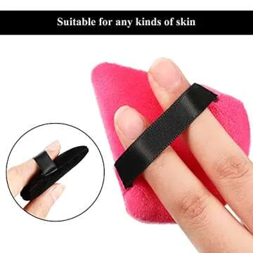 Maitys 12 Pieces Powder Puff Triangle Face Makeup Cosmetic for Loose Powder Soft Body Washable Reusable Foundation Sponge Mineral Wet Dry Makeup Tool(Black, Rose Red, Small)