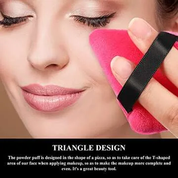 Maitys 12 Pieces Powder Puff Triangle Face Makeup Cosmetic for Loose Powder Soft Body Washable Reusable Foundation Sponge Mineral Wet Dry Makeup Tool(Black, Rose Red, Small)