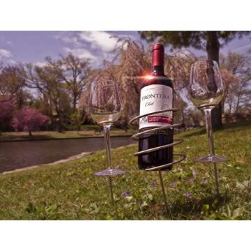 Sorbus Wine Stakes Set for Outdoor Wine Enjoyment - Bottle & 2 Glass Holders