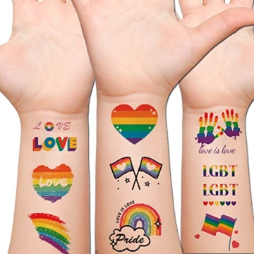Hohamn 100PCS Rainbow Temporary Tattoos - Vibrant Pride Tattoos for All Occasions