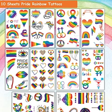Hohamn Rainbow Temporary Tattoos for Fun Pride Celebrations