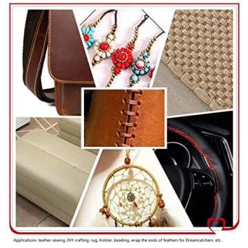 Selric [32 Colors Available] 150D 0.8mm 284Yards Flat Waxed Thread Hand Stitching Cord Leather Craft Tool Leather Stitching Sewing (Black)