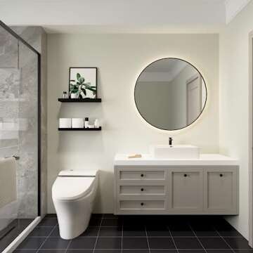 Boswillon Floating Shelves Wall Mounted Set of 2, Modern Black Wall Shelves for Storage with Lip, Display Picture Ledge Shelf for Wall Decor Bedroom Living Room Bathroom Kitchen