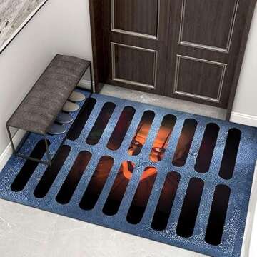 Sioiyarb 3D Illusion Clown Halloween Doormat for Home