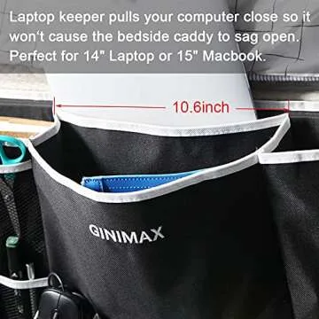 GINIMAX Bedside Caddy - Dorm Room Essentials | Large Size 23"x12" | Under Couch Mattress | Bedside Storage Organizer for TV Remote Control, Mobile Phones, Magazines, Laptops, Glasses