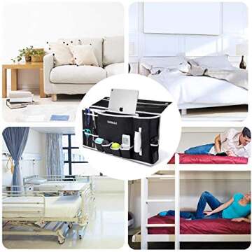 GINIMAX Bedside Caddy - Dorm Room Essentials | Large Size 23"x12" | Under Couch Mattress | Bedside Storage Organizer for TV Remote Control, Mobile Phones, Magazines, Laptops, Glasses