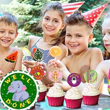 1000 Pieces Kids Stickers,Cute Animal Stickers for Kids School Classroom Home, 16 Designs (1" Diameter / 2 Rolls)