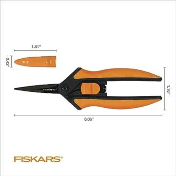 Fiskars Pruning Snips - 6" Garden Shears with Comfort Grip and Spring Action - Sharp and Precise Non-Stick Steel Blades - Quality Pruning Shears for Plants in Grow Tents and Hydroponics - 2 Pack