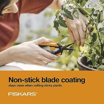 Fiskars Pruning Snips - 6" Garden Shears with Comfort Grip and Spring Action - Sharp and Precise Non-Stick Steel Blades - Quality Pruning Shears for Plants in Grow Tents and Hydroponics - 2 Pack