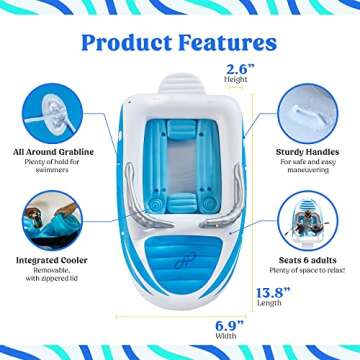 Aquayam Lake Floats for Adults Floating Island for Lake Inflatables Lake Toys for Adults and Family | Boat Floats for The Lake Includes Air Pump, Extendable Oars, Repair Kit and Carry Bag