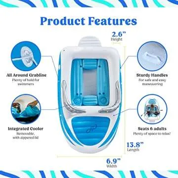 Aquayam Lake Floats for Adults Floating Island for Lake Inflatables Lake Toys for Adults and Family | Boat Floats for The Lake Includes Air Pump, Extendable Oars, Repair Kit and Carry Bag