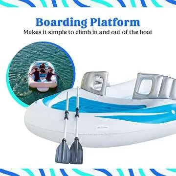 Aquayam Lake Floats for Adults Floating Island for Lake Inflatables Lake Toys for Adults and Family | Boat Floats for The Lake Includes Air Pump, Extendable Oars, Repair Kit and Carry Bag