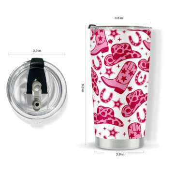 kdxpbpz Western Cowgirl Tumbler Western Cowgirl Gifts 20oz Insulated Stainless Steel Tumbler Cowboy Boots Disco Mug Cup Western Accessories Country Girl Gifts Mothers Day Birthday Gifts
