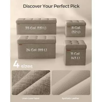 SONGMICS Mazie Collection - 43 Inches Folding Storage Ottoman Bench, Ottoman Foot Rest, End of Bed Bench, Storage Chest, Load 660 lb, for Living Room, Bedroom, Entryway, Camel Brown ULSF077R01