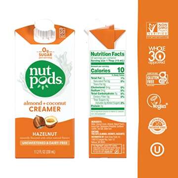 nutpods Hazelnut Creamer - Unsweetened Non Dairy Creamer Made from Almonds and Coconuts - Keto Cream...
