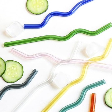Colorful Reusable Glass Straws Eco-Friendly Dishwasher Safe