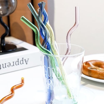Colorful Reusable Glass Straws Eco-Friendly Dishwasher Safe