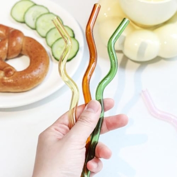 Colorful Reusable Glass Straws Eco-Friendly Dishwasher Safe
