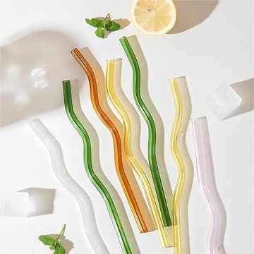 Colorful Reusable Glass Straws Eco-Friendly Dishwasher Safe