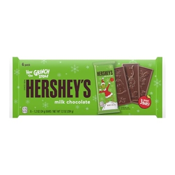 HERSHEY'S Grinch Milk Chocolate Christmas Bars - 6 Count