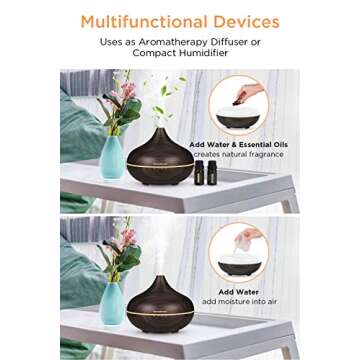 InnoGear 500ml Aromatherapy Essential Oil Diffuser Wood Grain Aroma Diffusers Cool Mist Humidifier w...