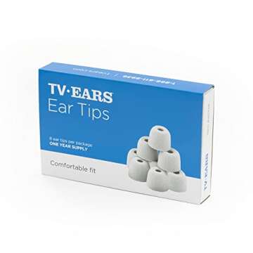TV · EARS Genuine Replacement Earbud Tips for Original 4 Pairs, Digital & 5.8 Digital TV Ears Headsets, 1 Year Supply of Ear Tips Replacement, Gray