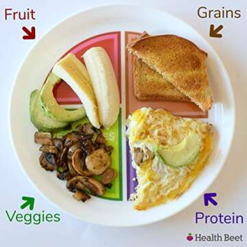 Health Beet Portion Control Plate with Dairy Bowl - 4 Sections