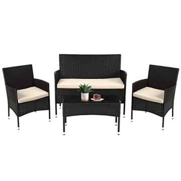 FDW 4-Piece Rattan Patio Set - Ultimate Outdoor Relaxation