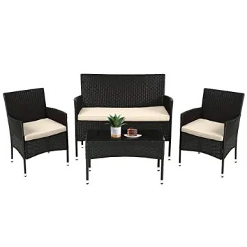 FDW 4-Piece Rattan Patio Set - Ultimate Outdoor Relaxation