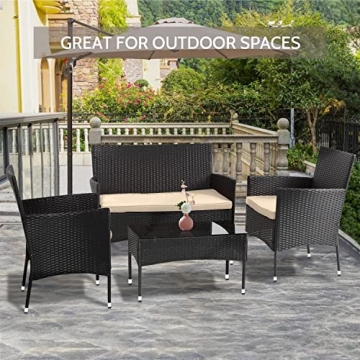 FDW 4-Piece Rattan Patio Set for Outdoor Elegance