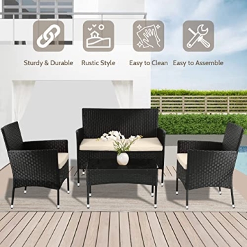 FDW 4-Piece Rattan Patio Set for Outdoor Elegance