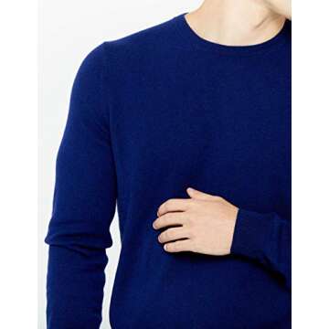 State Cashmere Men's Essential Crewneck Sweater 100% Pure Cashmere Classic Long Sleeve Pullover (Nav...