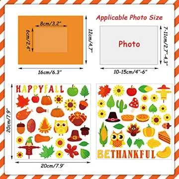 chiazllta 30 Packs Thanksgiving Fall Picture Frame Craft Kits for Kids, DIY Pumpkin Maple Leaf Turkey Craft Autumn Holiday Art Favor Home Class Kindergarten Game Activities