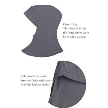 Ksweet Women's Sofa Hijab Undercap Neck Cover Under Head Ninja Underscarf Scarf Caps, Black - Grey - Lightbrown - Lightpink, One Size