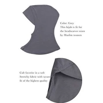 Ksweet Women's Sofa Hijab Undercap Neck Cover Under Head Ninja Underscarf Scarf Caps, Black - Grey - Lightbrown - Lightpink, One Size