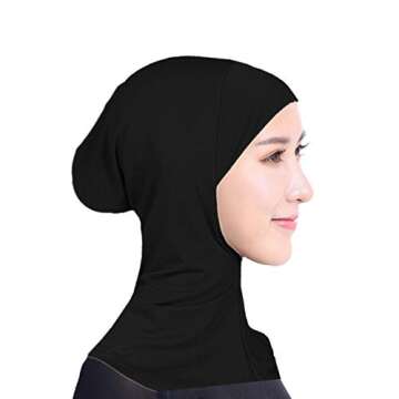 Ksweet Women's Sofa Hijab Undercap Neck Cover Under Head Ninja Underscarf Scarf Caps, Black - Grey - Lightbrown - Lightpink, One Size