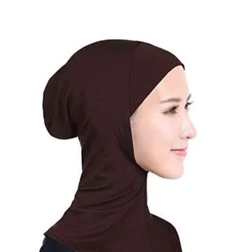Ksweet Women's Sofa Hijab Undercap Neck Cover Under Head Ninja Underscarf Scarf Caps, Black - Grey - Lightbrown - Lightpink, One Size