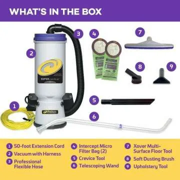 ProTeam Backpack Vacuum with HEPA Filtration, 10 Quart