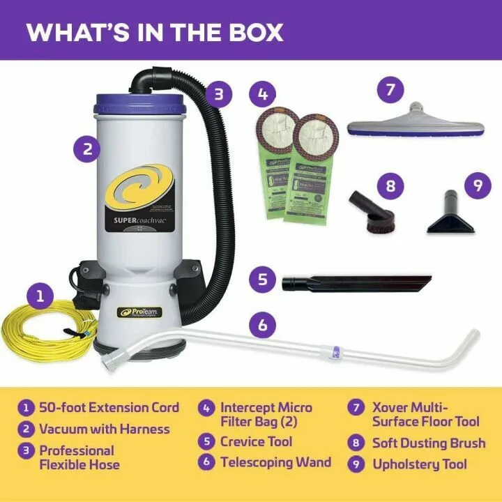 ProTeam Backpack Vacuum with HEPA Filtration, 10 Quart