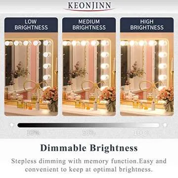 Keonjinn Large Gold Vanity Mirror with Lights and Bluetooth Speaker, 18 Replaceable Bulbs Hollywood Makeup Mirror with 2 Replacement Bulbs, 3 Color Lights, USB Charging Port, 32" x 24" Lighted Mirror