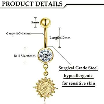 Stylish Hicarer 8 Pieces 14G Belly Button Rings - Jewelry