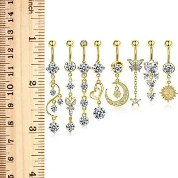 Stylish Hicarer 8 Pieces 14G Belly Button Rings - Jewelry