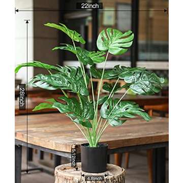 Toopify 28" Fake Plants Large Artificial Floor Faux Plants Indoor Tall for Home Office Living Room Outdoor Decor